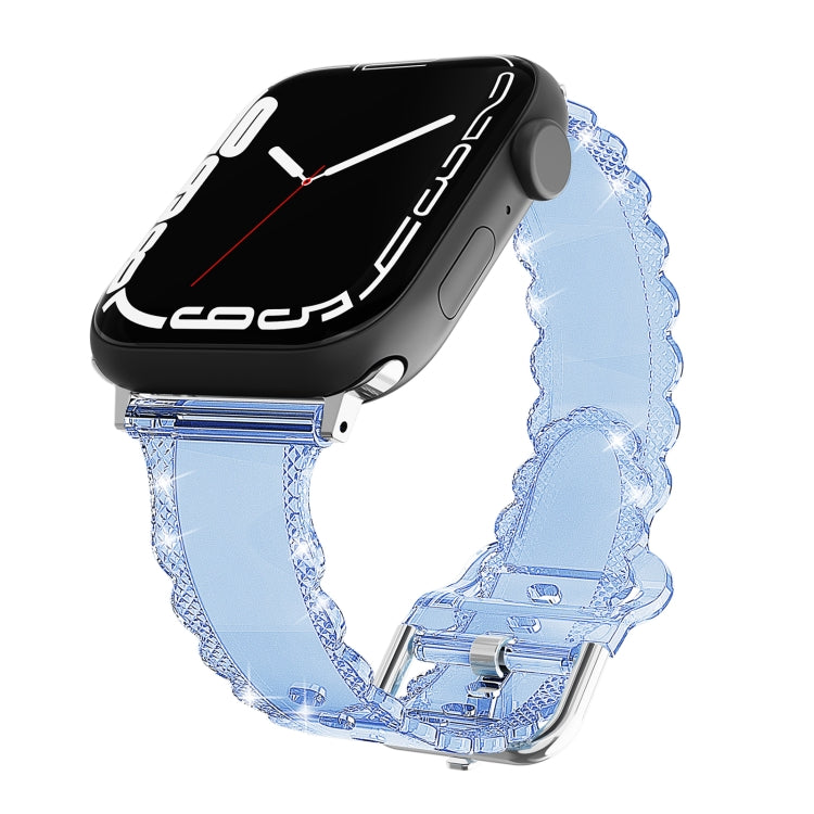 Diamond Texture Lace Clear TPU Watch Band, For Apple Watch Series 8 41mm, For Apple Watch Series 8 45mm, For Apple Watch SE 2022 40mm, For Apple Watch SE 2022 44mm